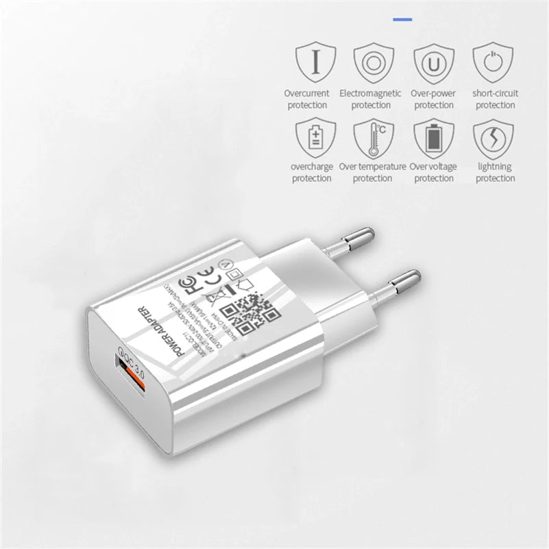 Chargeur USB pour Samsung Galaxy A02S &lt;-&gt; A70 Adaptateur de téléphone à charge rapide 18 W Type-c.