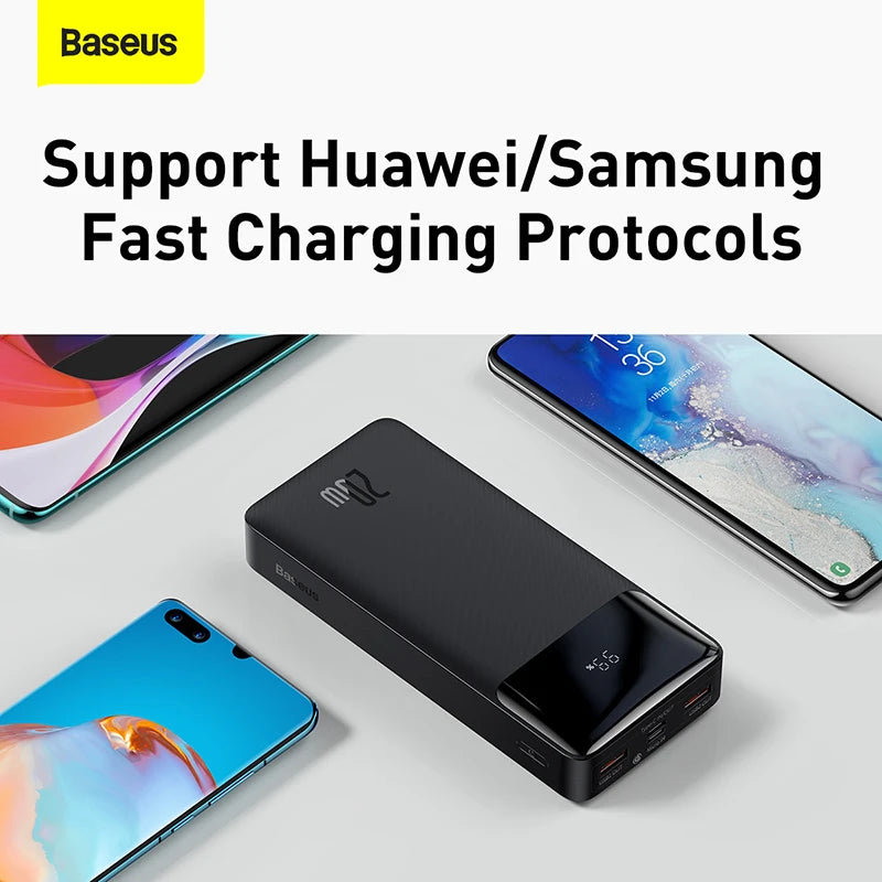 Baseus Power Bank 20000mAh/10000mAh, chargeur portable et batterie externe 20W Charge rapide disponible.