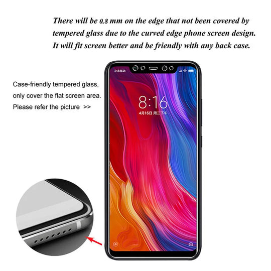 3 pièces en verre trempé pour Xiaomi Mi 8 toutes les versions. 