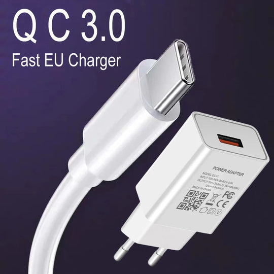 Chargeur USB pour Samsung Galaxy A02S &lt;-&gt; A70 Adaptateur de téléphone à charge rapide 18 W Type-c.