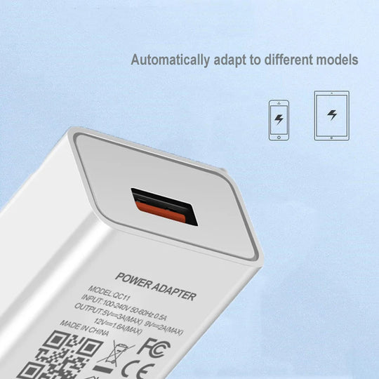 Chargeur USB pour Samsung Galaxy A02S &lt;-&gt; A70 Adaptateur de téléphone à charge rapide 18 W Type-c.