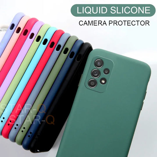 Nouvelle coque de protection d'appareil photo en silicone liquide pour téléphone Samsung Galaxy A collection 4g et 5g.