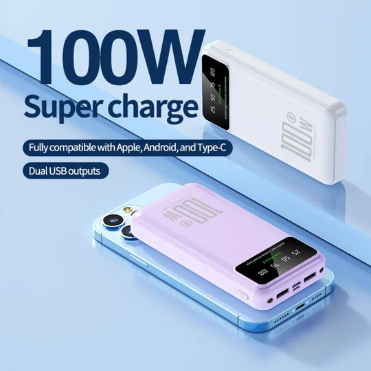 Chargeur de batterie portable à charge rapide haute capacité 50 000 mAh 100 W.