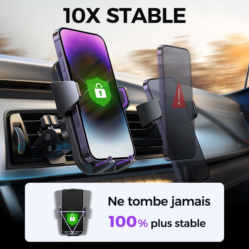 Support de téléphone de voiture amélioré, protection premium. Support de ventilation de voiture, gardez vos mains libres, pour les grands téléphones et les étuis épais.