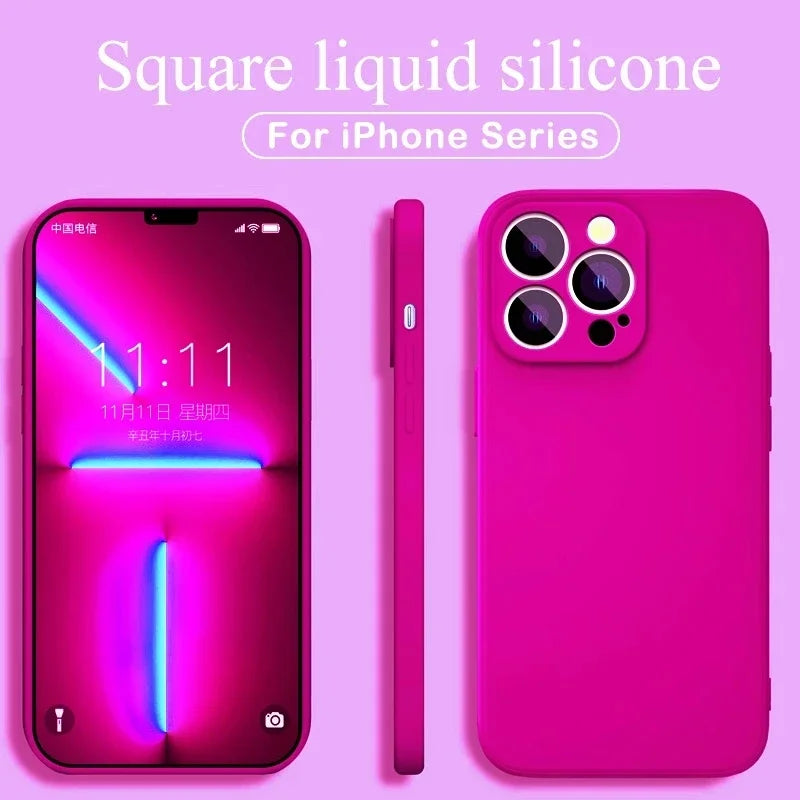 Coque en silicone souple carrée pour iPhone. 