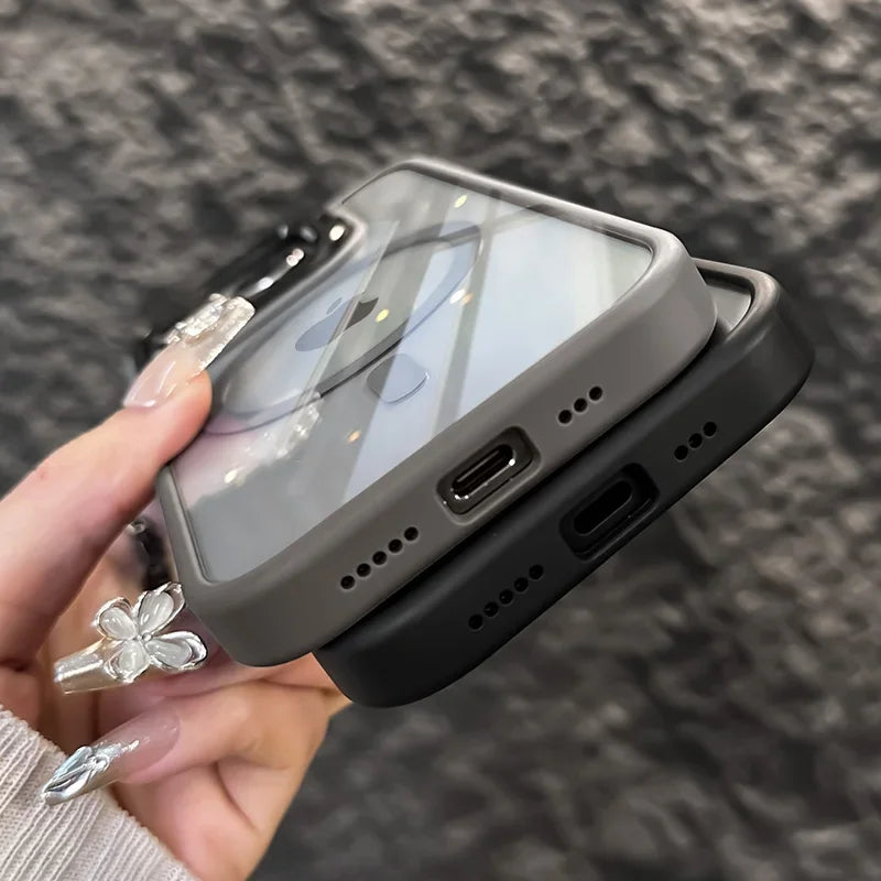 Coque de téléphone magnétique antichoc. Protection d'objectif d'appareil photo en verre intégrée avec support pour iPhone 16 Pro Max à iPhone 12.