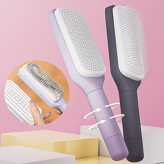 Brosse à cheveux autonettoyante pour femme, nettoyage de la perte de cheveux et soin du cuir chevelu, brosse antistatique.