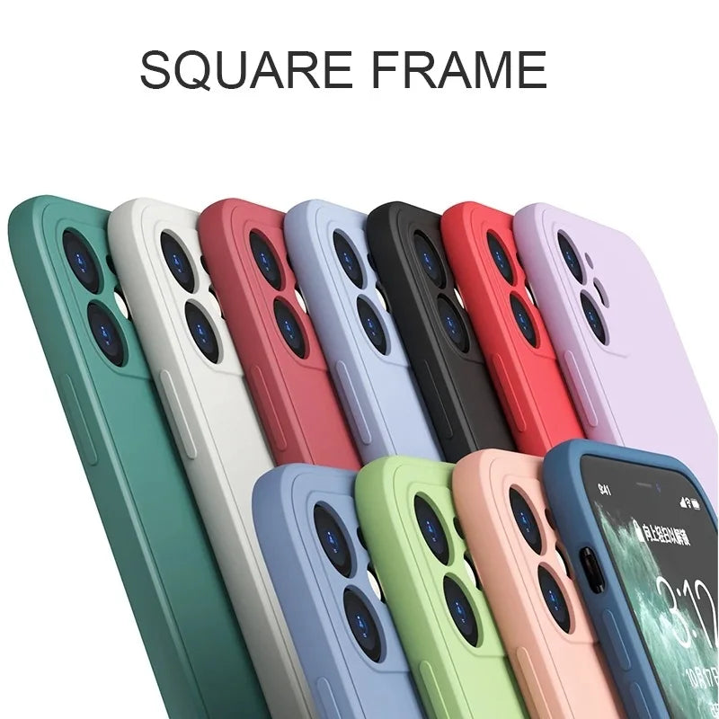 Coque souple carrée en silicone pour iPhone. 