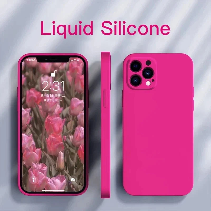 Coque en silicone souple carrée pour iPhone. 