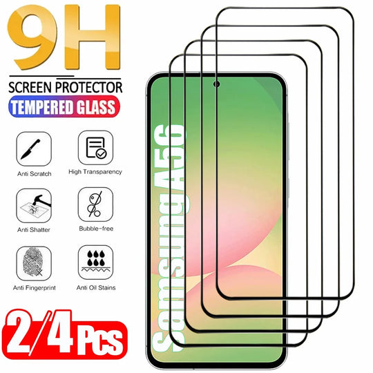 2/4PCS Cristal Templado For Samsung Galaxy A56 A55 A54 A53 Tempered Glass For Samsung A36 A26 A16 A15 A25 A35 Screen Protector Samsung S25 S24 Ultra Phone Protective Film