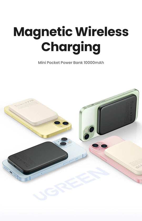 UGREEN PD20W Power Bank Magnétique 10000mAh Portable Sans Fil Charge Rapide PowerBank pour Magsafe pour iPhone 15 Pro Max 14 13 12 et Android.