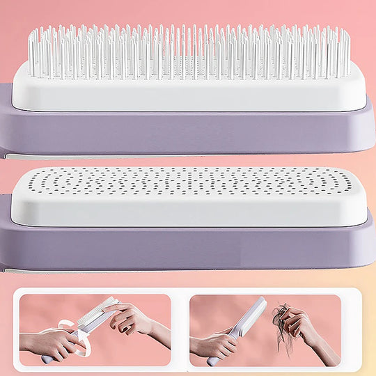 Brosse à cheveux autonettoyante pour femme, nettoyage de la perte de cheveux et soin du cuir chevelu, brosse antistatique.