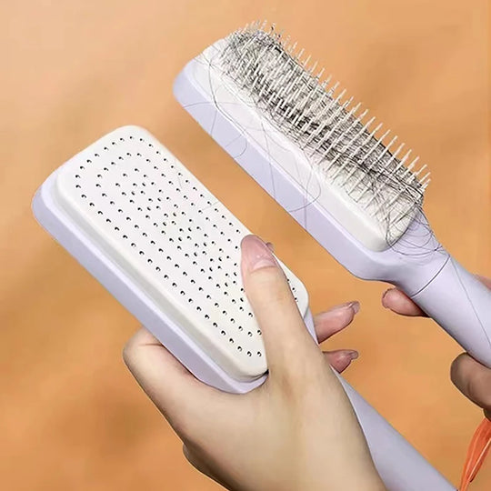 Brosse à cheveux autonettoyante pour femme, nettoyage de la perte de cheveux et soin du cuir chevelu, brosse antistatique.