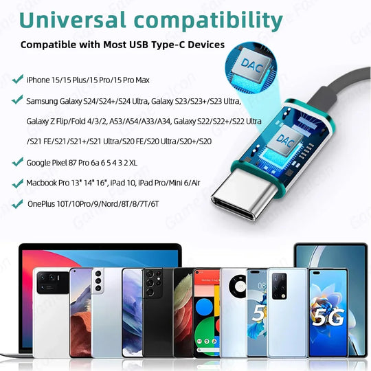 Casque USB Type C / 3,5 mm pour Galaxy S24 S23 S22 S21 Ultra iPhone 15 Pro Max 