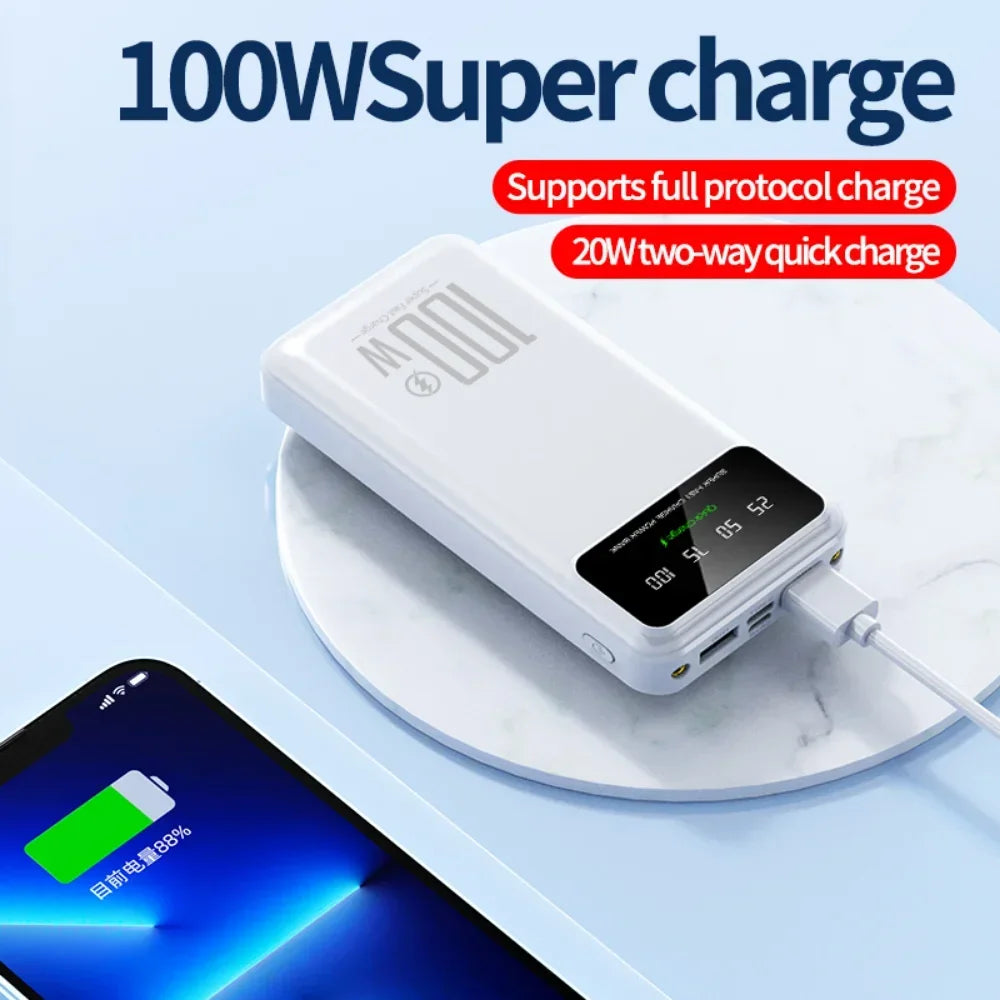 Chargeur de batterie portable à charge rapide haute capacité 50 000 mAh 100 W.