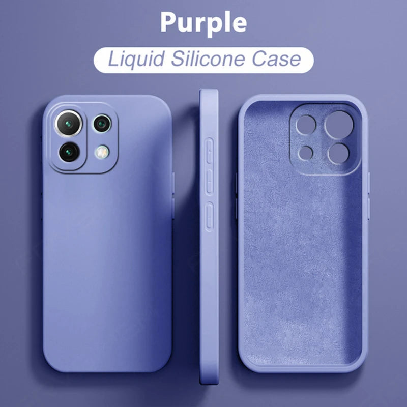 Coque en silicone liquide originale pour Xiaomi 11 collection. Coque de téléphone avec couverture intégrale. Large choix de couleurs.