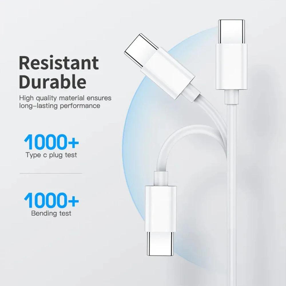 Câble de chargeur de charge rapide USB C vers USB C 60 W pour Macbook, iPad, Samsung, Xiaomi Huawei, Honor et autres.