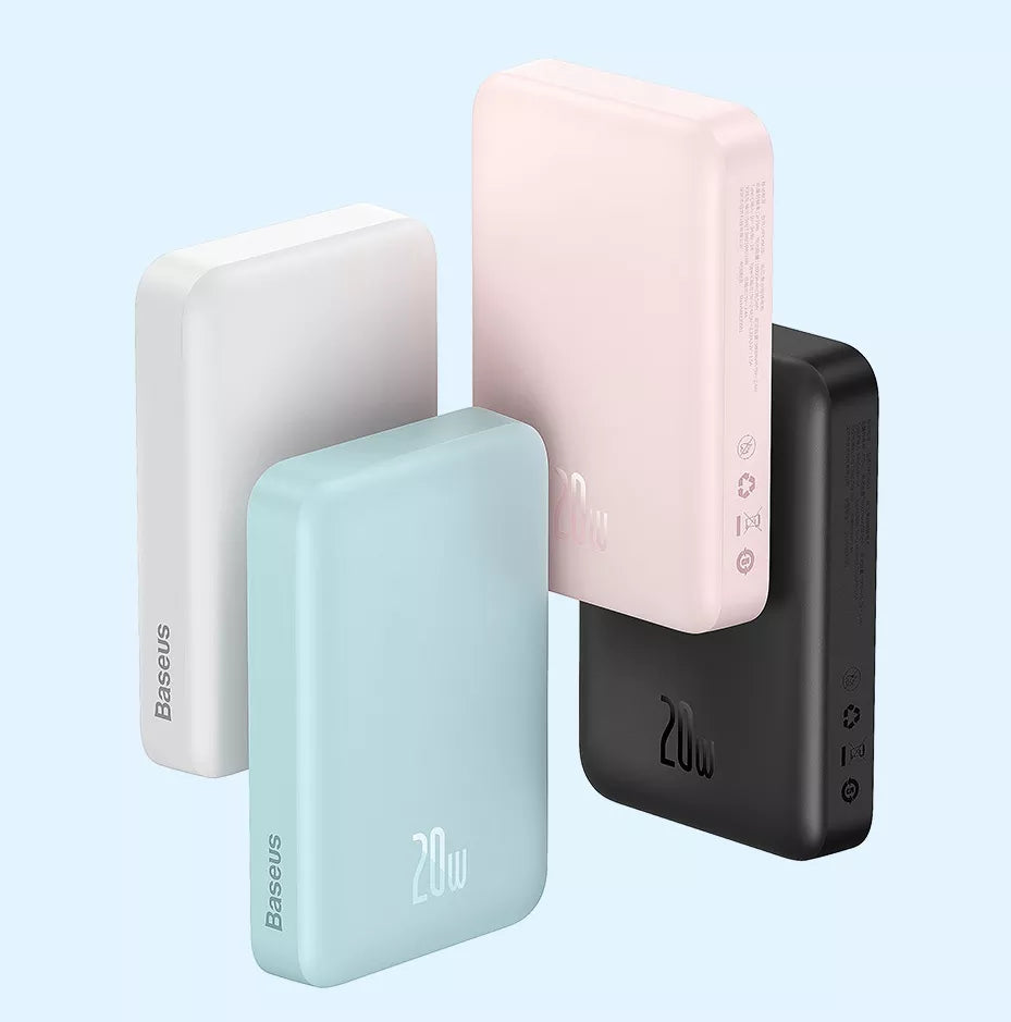 Batterie externe Baseus 10000mAh Mini. Chargement magnétique et sans fil rapide. Compatible avec toutes les marques.