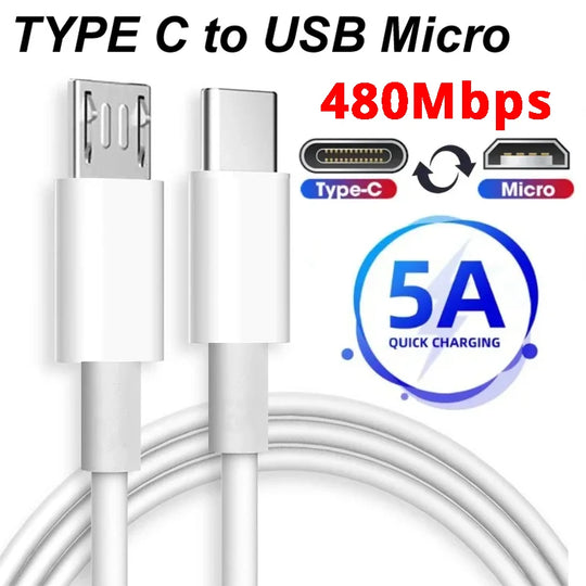 Chargement rapide USB C vers Micro USB.
