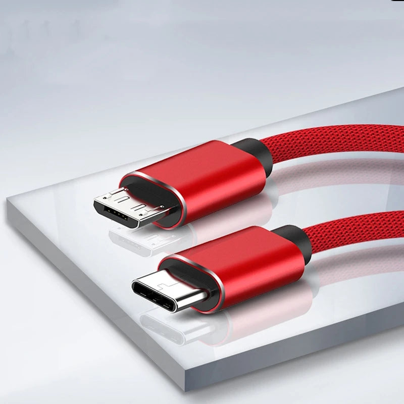 Adaptateur de charge rapide USB Type C vers Micro USB PD 100 W 5 A. Câble pour Macbook, Samsung, Xiaomi, Huawei.