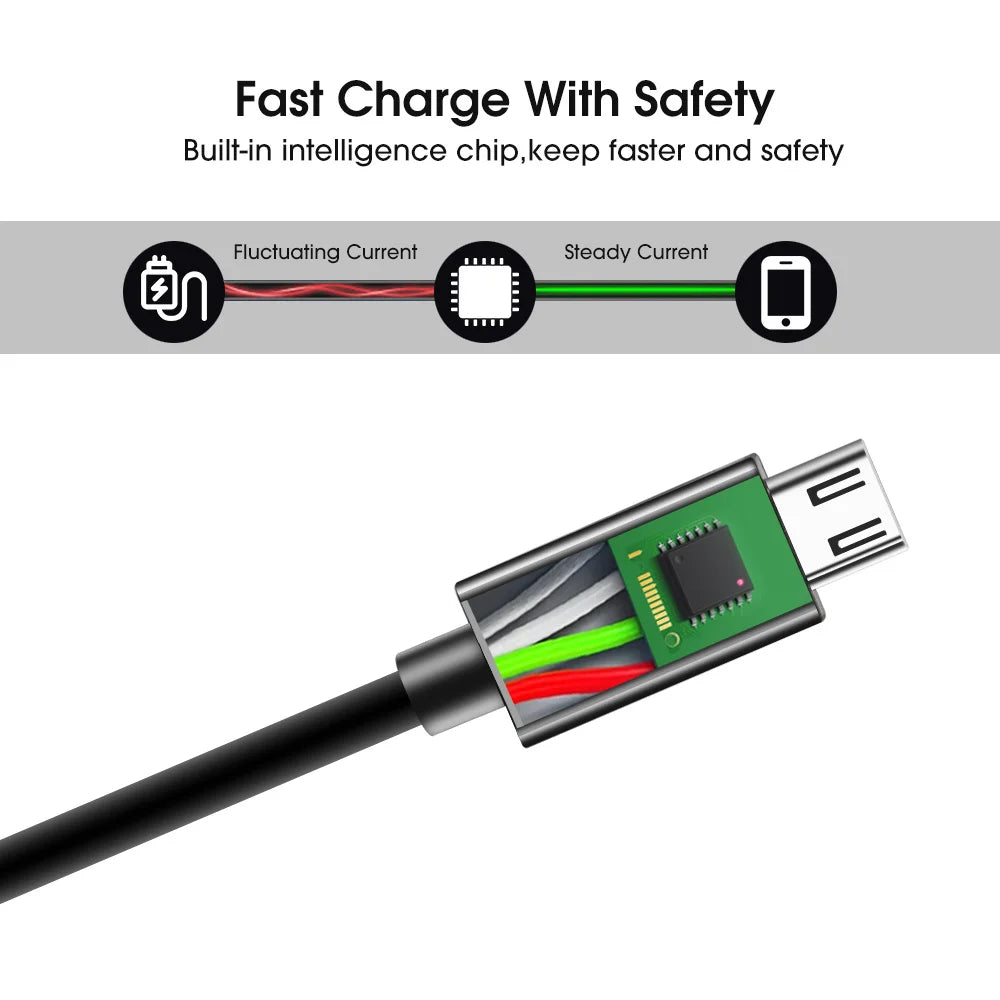 Câble Micro USB de charge rapide de 3 mètres pour Android.