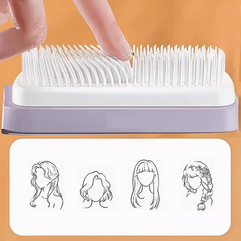 Brosse à cheveux autonettoyante pour femme, nettoyage de la perte de cheveux et soin du cuir chevelu, brosse antistatique.