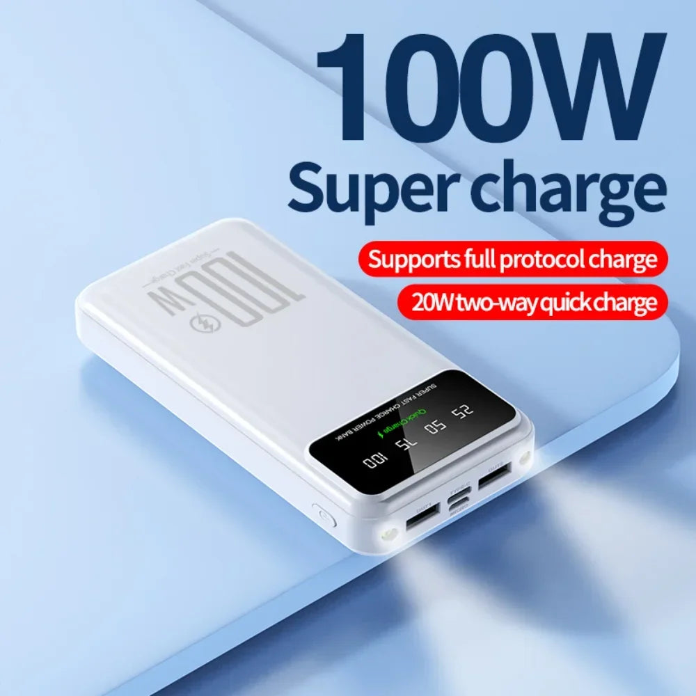 Chargeur de batterie portable à charge rapide haute capacité 50 000 mAh 100 W.