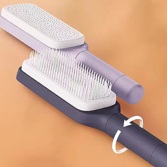 Brosse à cheveux autonettoyante pour femme, nettoyage de la perte de cheveux et soin du cuir chevelu, brosse antistatique.