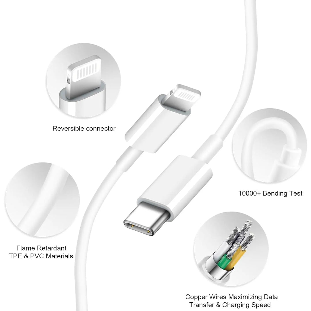 Chargeur rapide iPhone USB-C, câble Lightning [Lot de 2] Charge rapide longue durée (6 pieds) pour 13/12 Pro Max, 13/12/11 Pro Max.